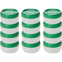 humangear STAX, Stackable Snack Containers - Leak-Proof Snack Travel System - FDA-Food Safe, BPA/PC/Phthalate-Free - Stackable & Click-Together Food Storage, Medium Short 12-Pack, Clear/Forest Green