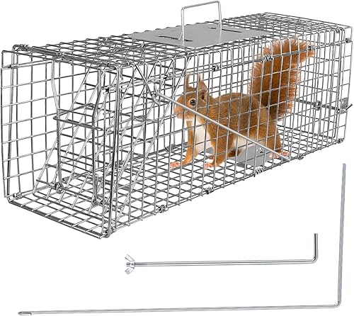 Miniatura 3 de Moclever Trampa para ratas humanitarias, trampas vivas para ratas, jaula de roedores, alambre galvanizado plegable para mapaches pequeños, castores,