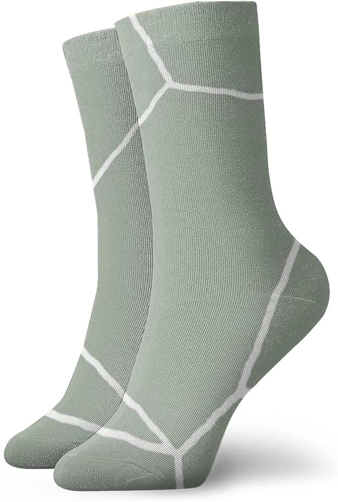 Geometric Sage Green Compression Athletic Socks，Short