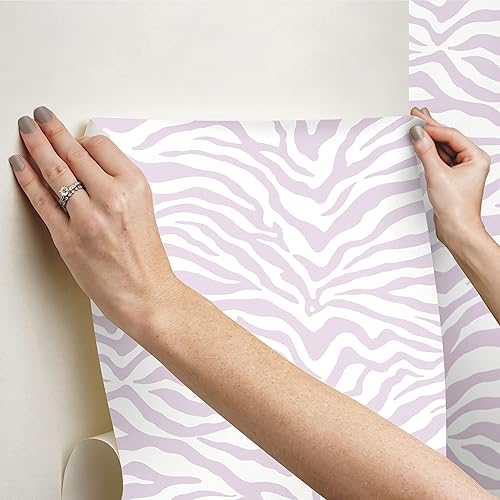 Miniatura 4 de RoomMates RMK12564RL Zebra - Papel tapiz para despegar y pegar, color morado