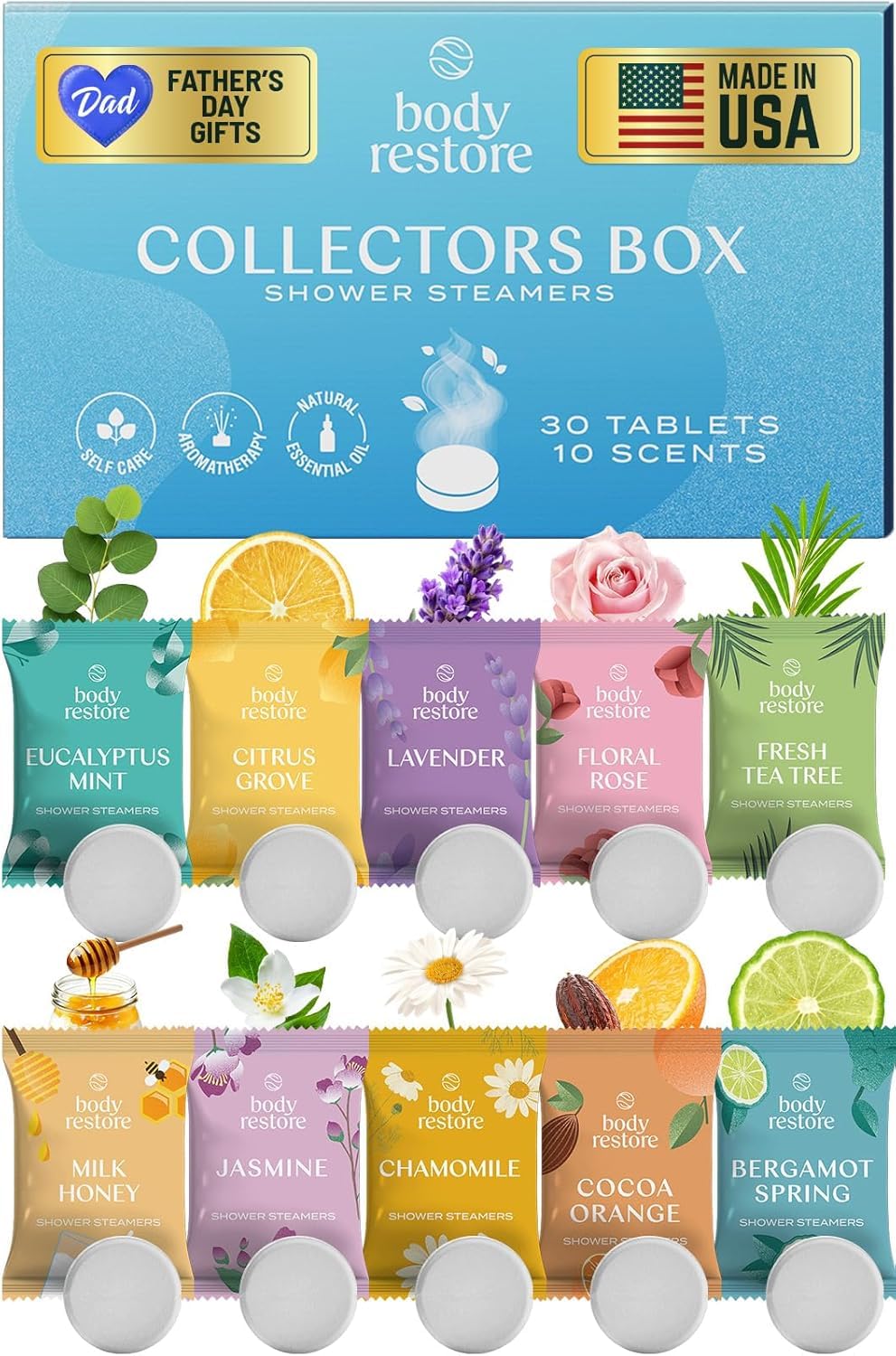 BodyRestore Défroisseur de douche aromathérapie - Cadeaux de Noël pour femmes et hommes, Stocking Stuffers (30 points)