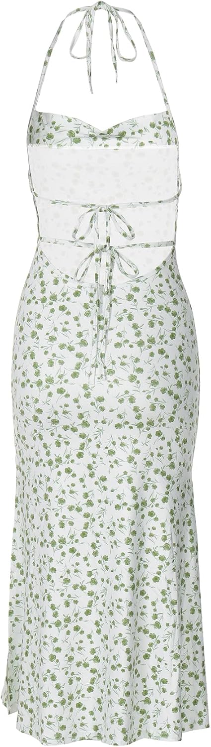 Women's Floral Sleeveless Backless Maxi Dress Party Bodycon Spaghetti Strap Long Dress - Image 7