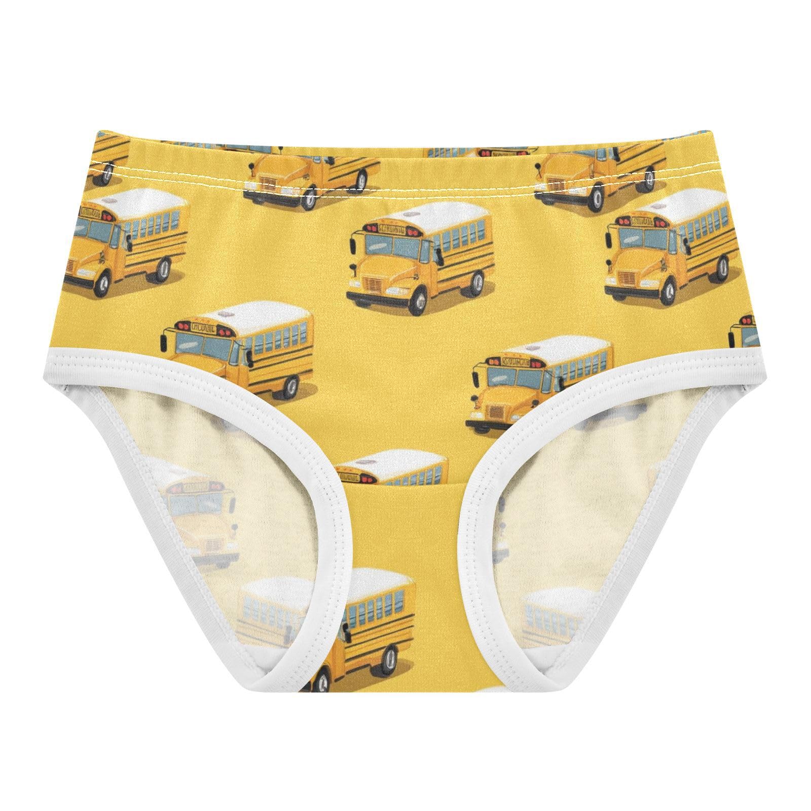 Wusikd Yellow School Buses Cartoon Girls Underwear Cotton Girls Briefs Soft Toddler Underwear 2T