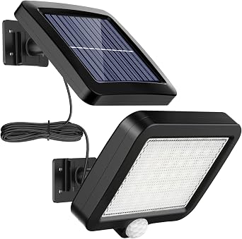 MPJ Solar Light Outdoor, 56 LED Solar Light Outside with Motion Detector, IP65 Waterproof, 120 Lighting Angle, Solar Wall Light for Garden with 16.5ft Cable