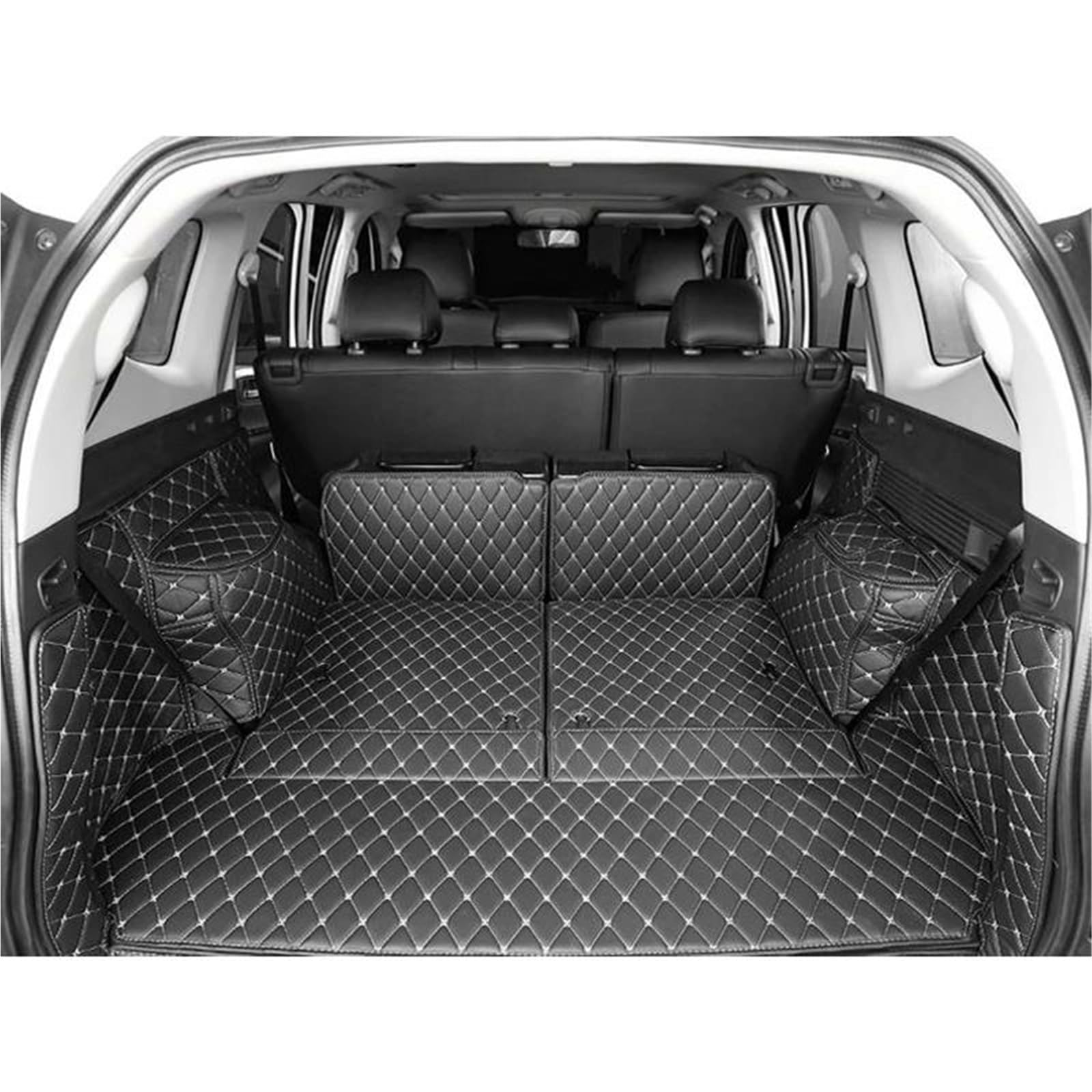 Tapis de coffre sur mesure Mitsubishi Pajero Sport 2016-2022 en cuir robuste beige et noir