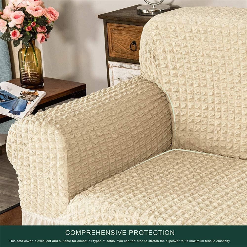 Fashion Seersucker Sofa Cover with Skirt,High Elastic Sofa Slipcovers Universal Couch Cover Fitted Furniture Protector for Living Room