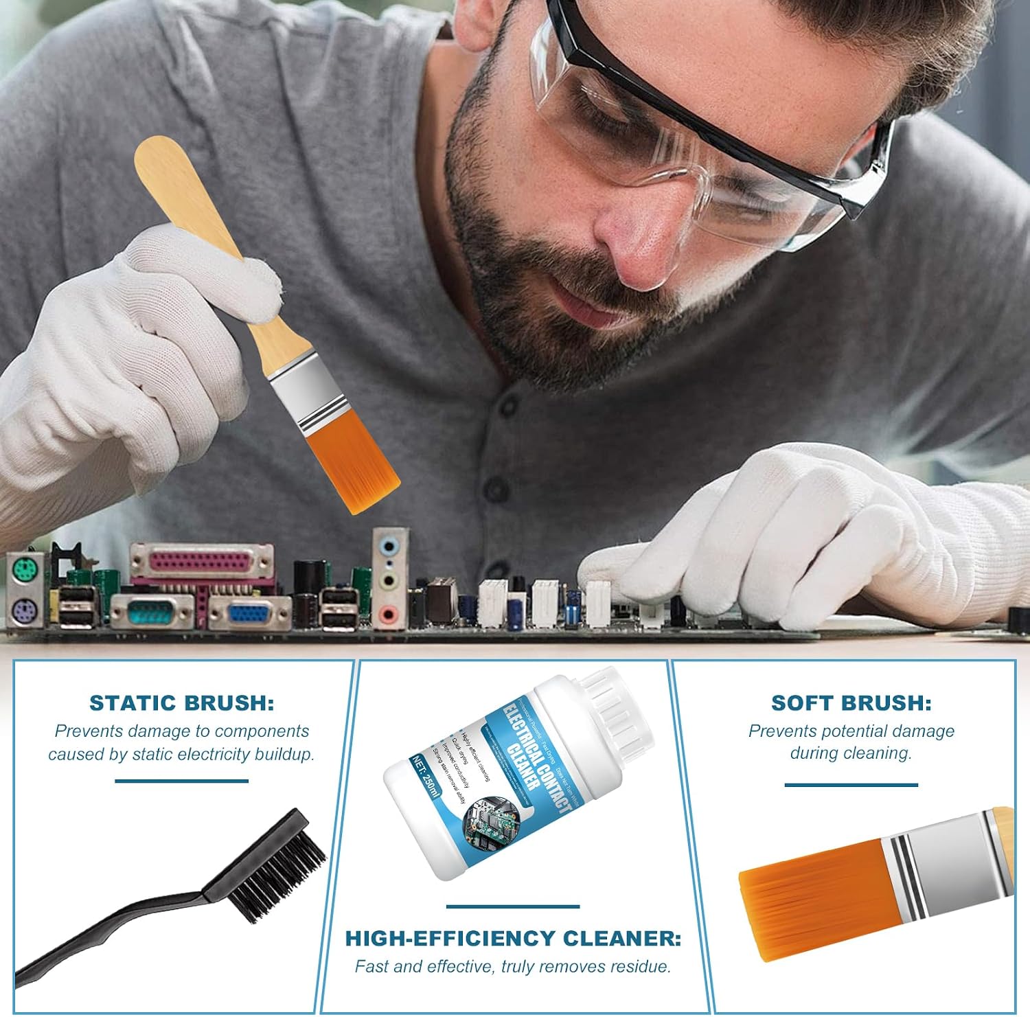 8.5 oz Electronic Contact Cleaner, Contact Cleaner Electronics, Circuit Board cleaner, Quick-Drying, Primarily Used for Cleaning Printed Circuit Boards, Metal Parts, and Hardware