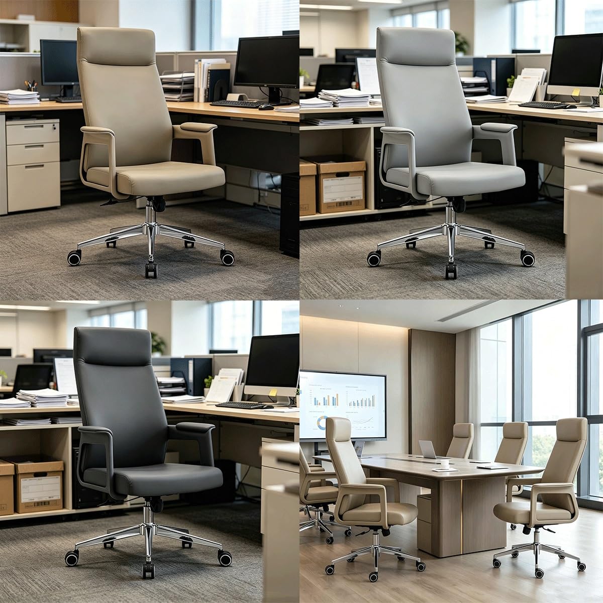 Silla de Oficina, Giratoria/Ajustable en Altura/con reposabrazos | Cómoda silla for juegos con soporte lumbar for oficina en casa/sala de estar/dormitorio(Khaki,Low-Back)
