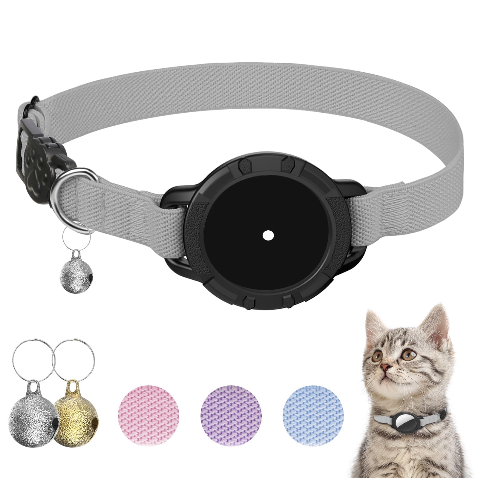 sucegi AirTag Cat Collar Gray