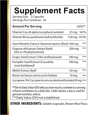 Generic Natural Prostate Complex - Herbal Prostate Support, Lycopene for Prostate, Saw Palmetto Extract, Prostate Supplements for Men, Immune Support Pills, Boron - 1 Bottle