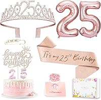 Vista 26 de Decoraciones de cumpleaños número 20 para mujer, banda y corona de cumpleaños, decoración de pastel y velas, globos de números, regalos de 20