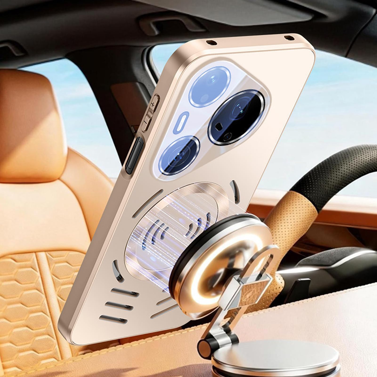 Magnetyczne etui do Huawei Pura 90 Pro Max/90 Pro/90, bezprzewodowe ładowanie rozpraszające ciepło obudowa aparatu antywstrząsowa pusta osłona, pomarańczowy, 90