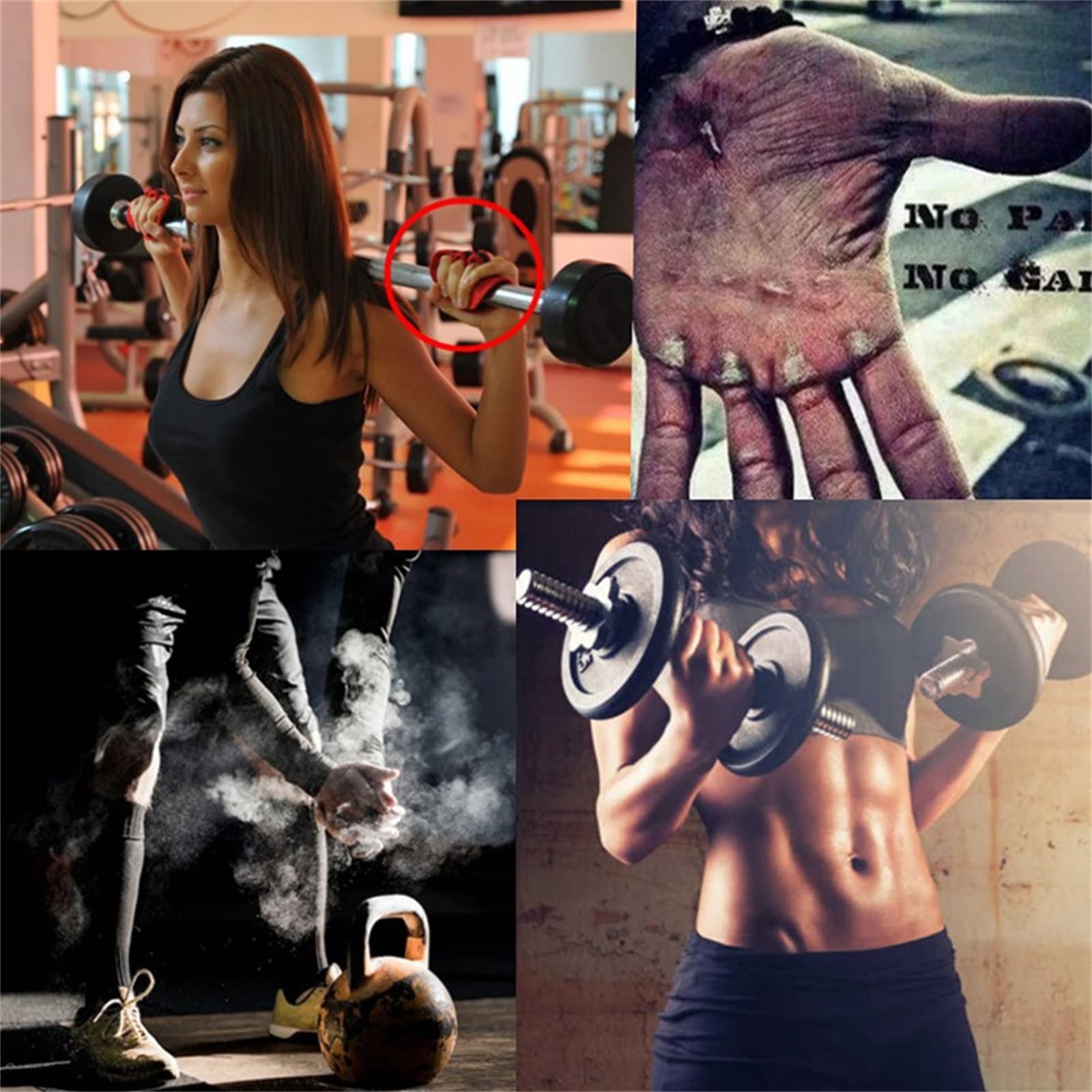 Guanti Antiscivolo per la Palestra Guanti da Ginnastica Professionali, Guanti a Mezze Dita(Red,M)