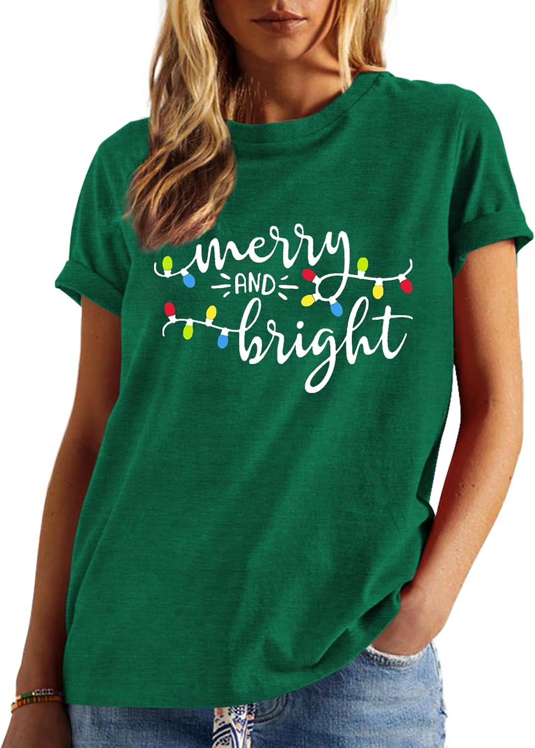 Merry Christmas Shirt Christmas Womens Shirts Xmas Vacation Short Sleeve Tops - Image 3
