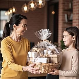 Morepack Large Cellophane Bags for Gift basket 24x30 Inches Clear Basket Bags 5 Pieces