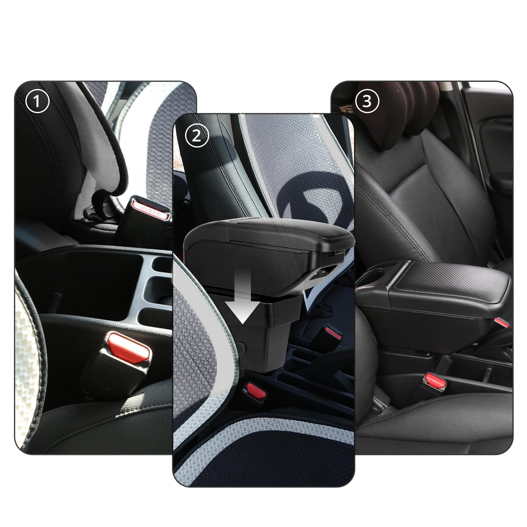 YJYWZH Compatible with Seat Ibiza 6j Apoyabrazos Ibiza 4 IV 2008-2016 Coche Interior Reposabrazos Consola Central Soporte de Brazo Caja de Almacenamiento