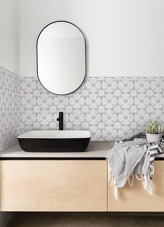 WallPops! Neutral Vega Peel & Stick Embossed Tile Backsplash
