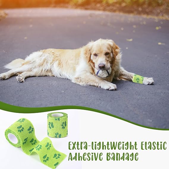 Threlaco 6 Rolls No Chew Bandage for Dogs Bitter Bandage Wrap for Dogs Wound Wrap(Green,3 Inches X 5 yd)