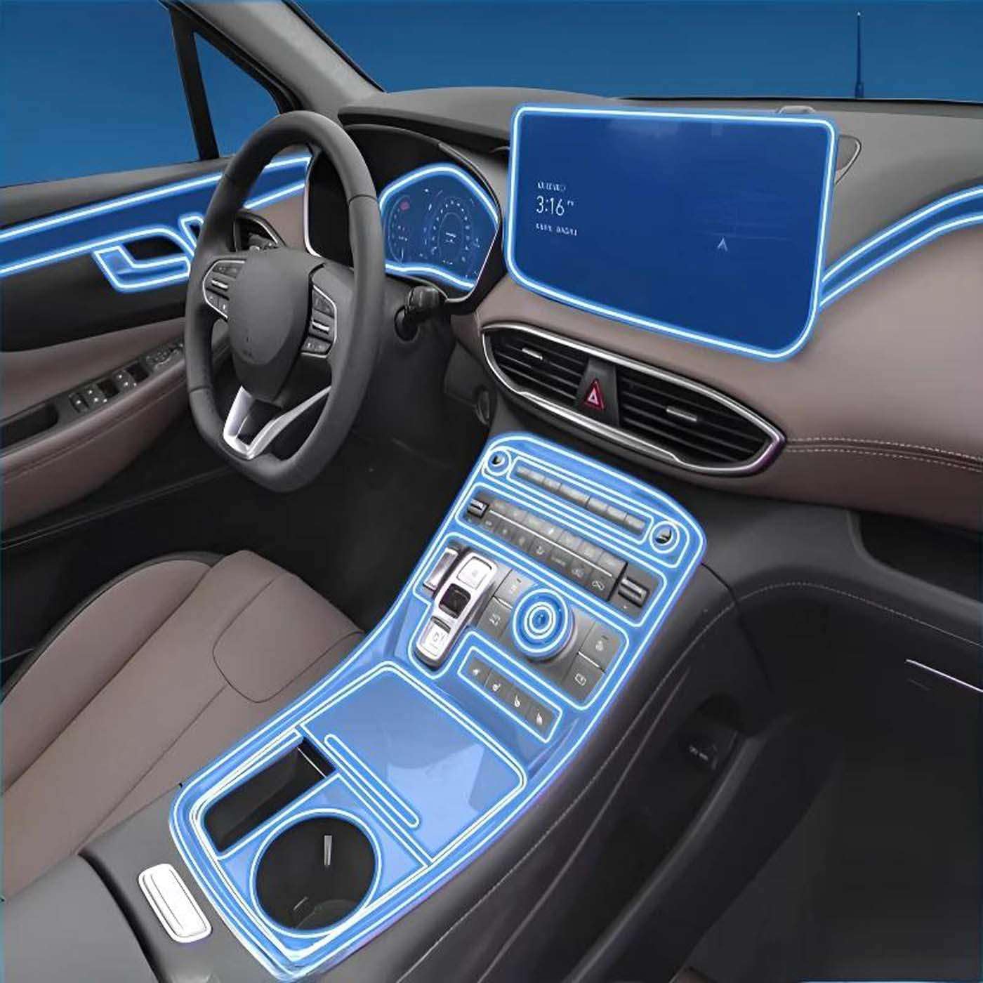 Dashboard Multimedia Navigation Transparent Protection, for Santa Fe 2023 Film Anti-Scratch