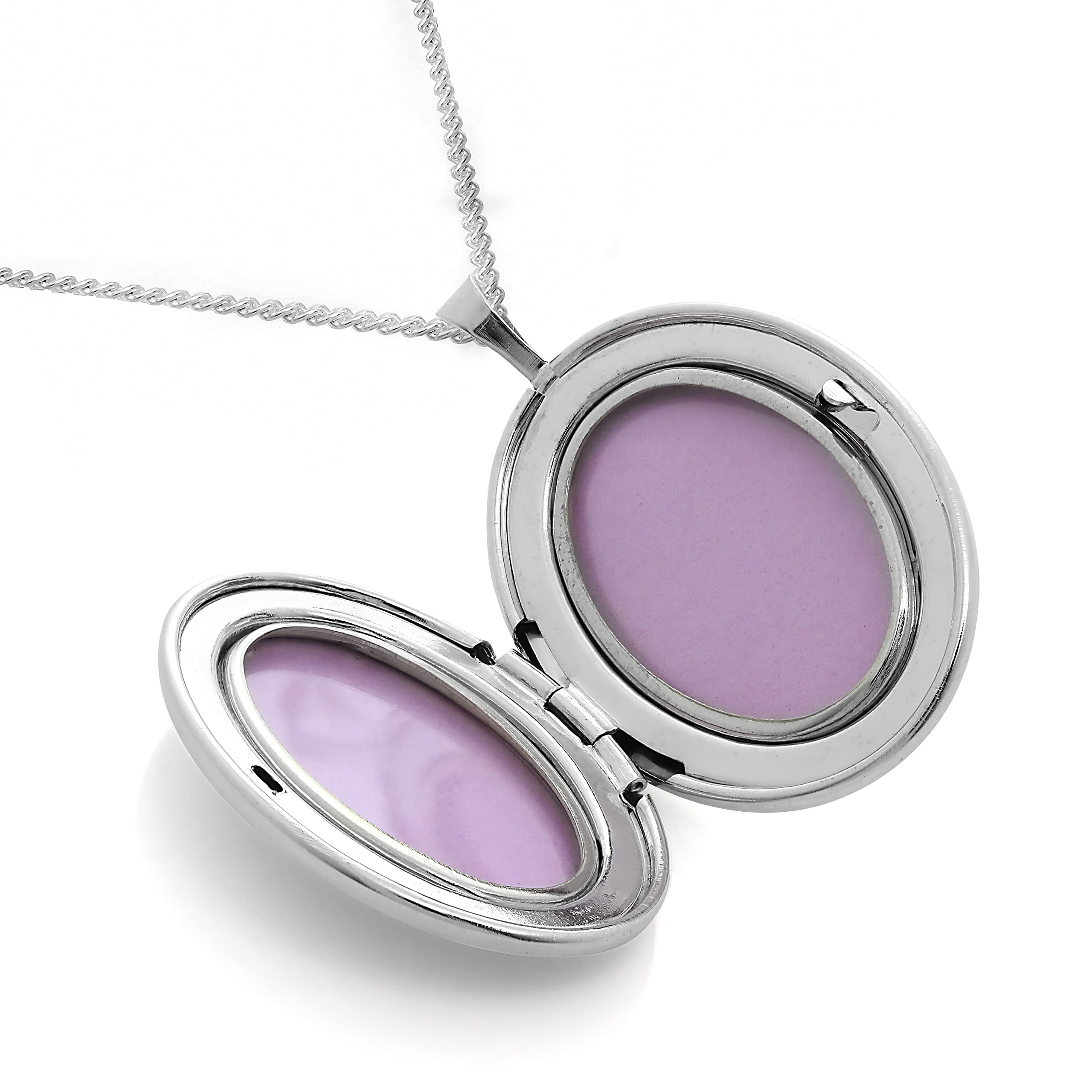 Sterlingsilber Lebensbaum Graviertes Medaillon Oval an 45,7cm Kette