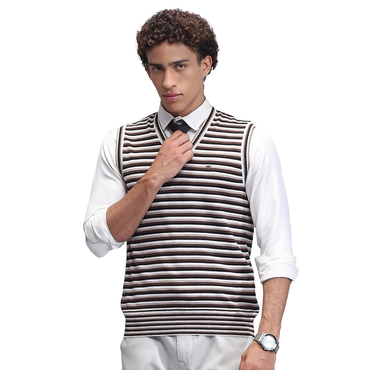 Mens Striped Navy Blue V Neck Sleeveless Sweater_1243363SL-1-36-image-41