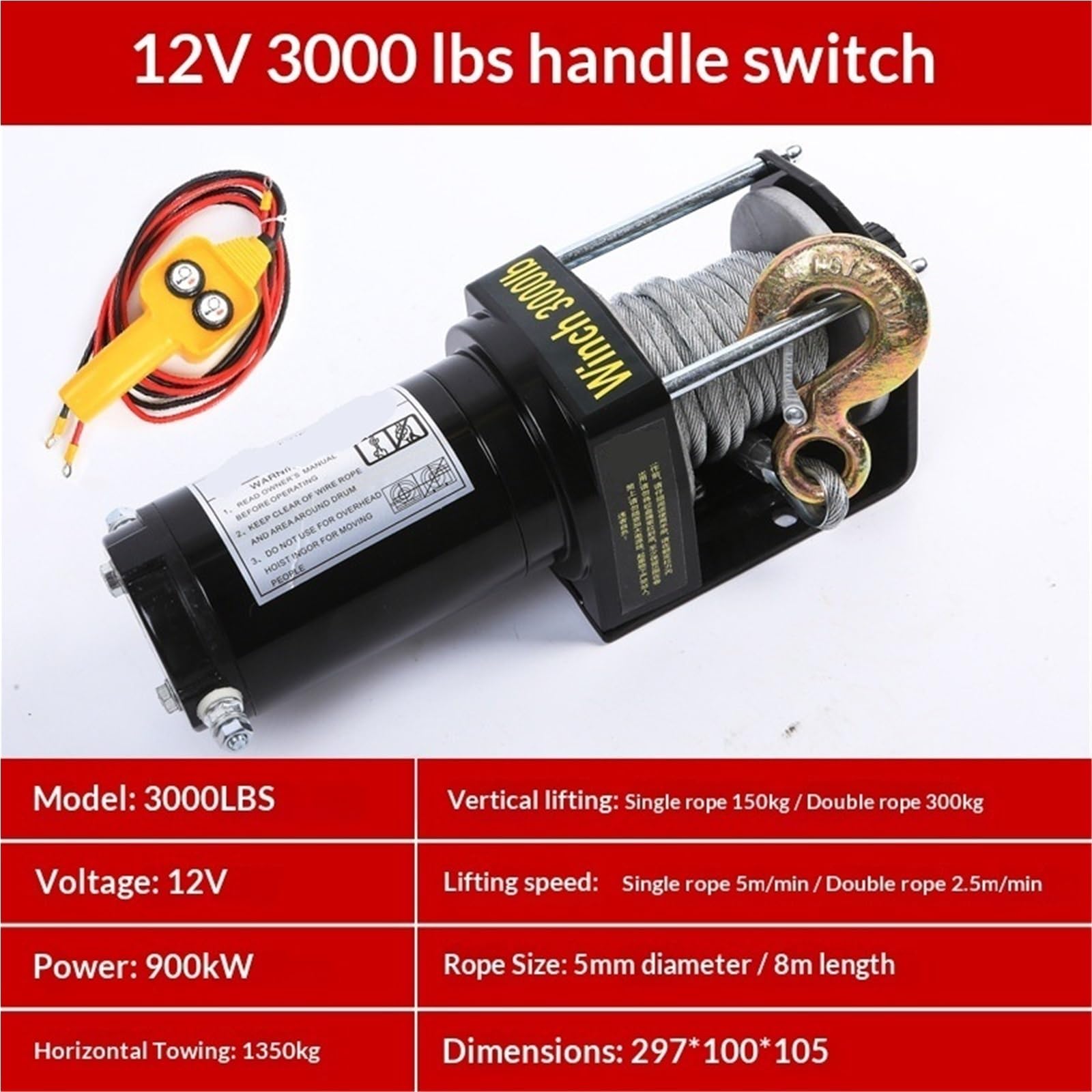 Elektryczna Wciągarka Do Pojazdu 12V/24V 3000 LBS