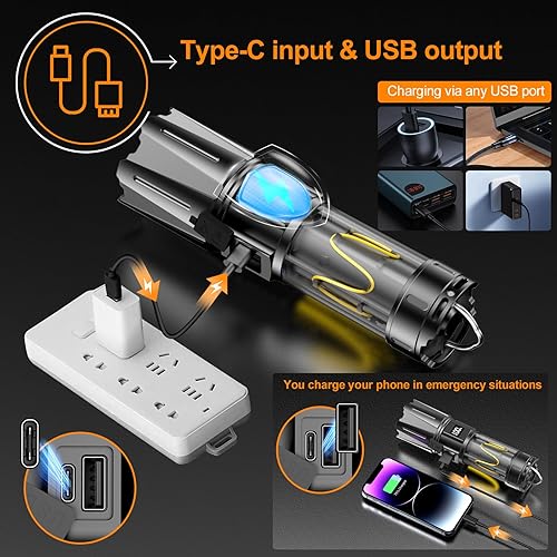 Miniatura 7 de Linternas recargables de alto lúmenes luz de flash 3000 lm de largo alcance 5500 pies y 30 horas de funcionamiento linterna LED para campamento, 2