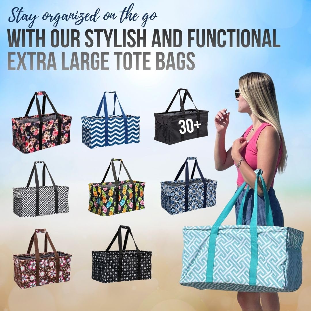 Extra Large Utility Tote Bag - Oversized Collapsible Pool Beach Canvas Basket