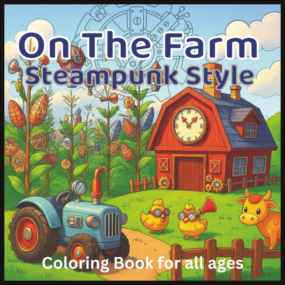On The Farm Steampunk Style Coloring Book for All Ages: A Whimsical Steampunk Adventure with Farm Animals, Machines & Creative Fun for All Ages