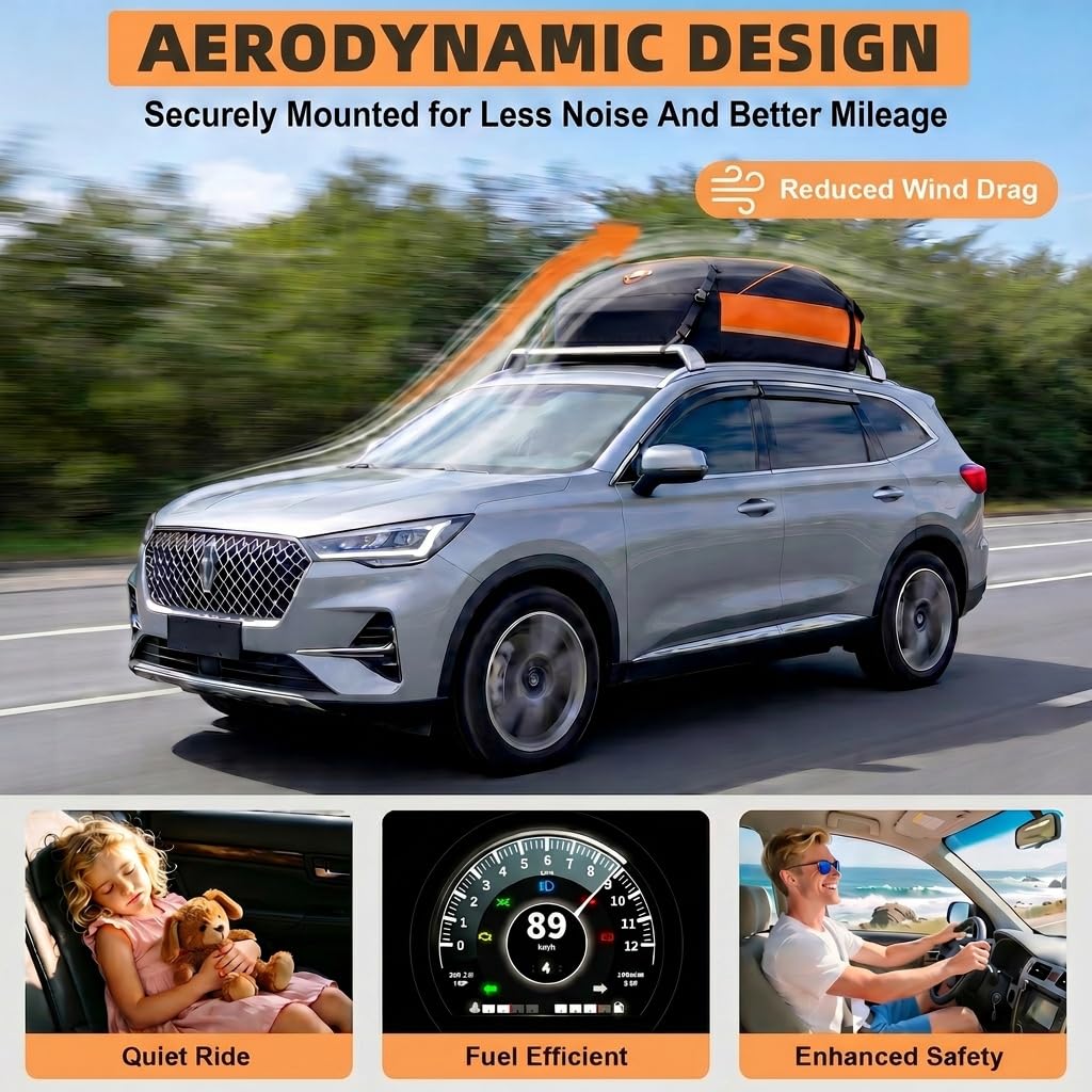 Sailnovo Borsa da tetto per auto, 430 l, impermeabile, resistente box da tetto per auto con barre o senza portapacchi, con cinghie rinforzate, ganci per porta e borsa per riporre oggetti