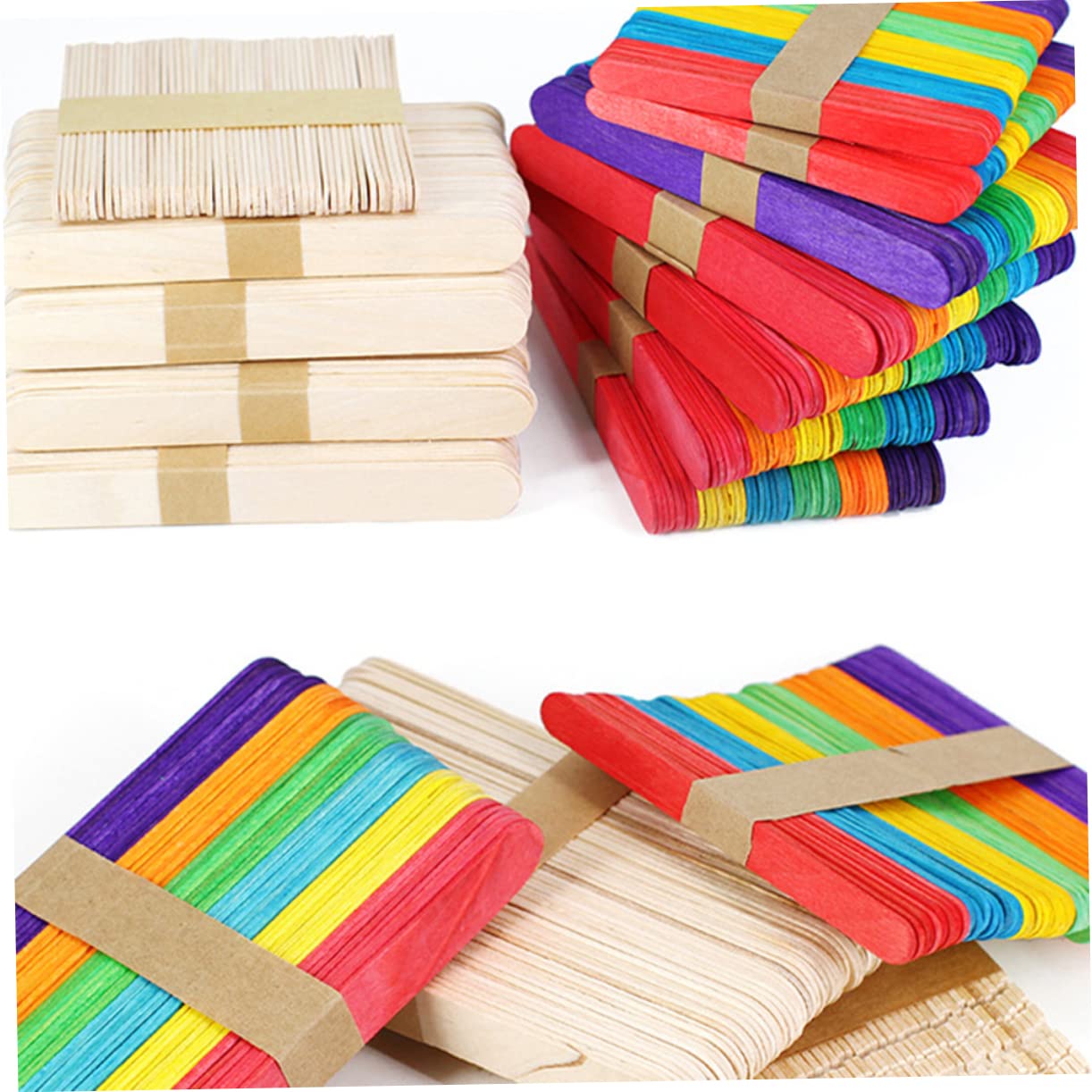 Jumbo-Bastelstäbchen Aus Holz – 100 Stück, Farbig, 14,7 Cm Lang, Für DIY-Projekte & Kinder