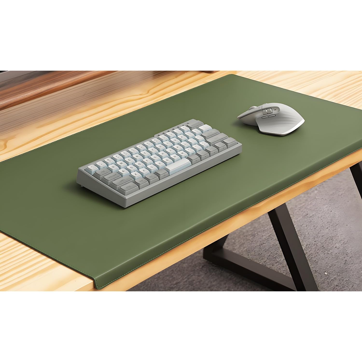 Sottomano da scrivania in pelle, Tappetino per mouse da ufficio per laptop, Sottomano antiscivolo in pelle PU, Tappetino da scrivania impermeabile per ufficio e casa(Green,60x30cm)