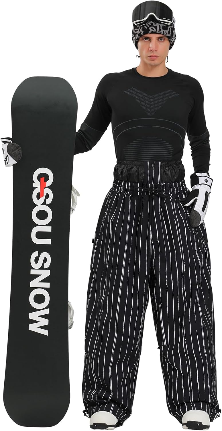 GSOU SNOW Womens Mens Snow Pants Baggy Snowboard Ski Pants Wateproof Warm