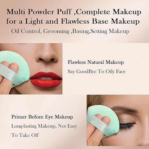 Miniatura 5 de Powder Puffs Daubigny 6 piezas de soplo de polvo facial suave triangular para polvo suelto, polvo mineral, polvo corporal, terciopelo, base