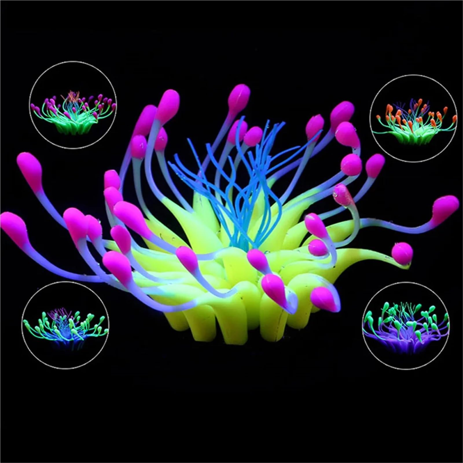 Plantas Artificiales Acuario Simulación de Coral Artificial Brillante for Acuario, Decoraciones Brillantes, Adornos de Plantas de Algas Marinas(Style 1 - Yellow)