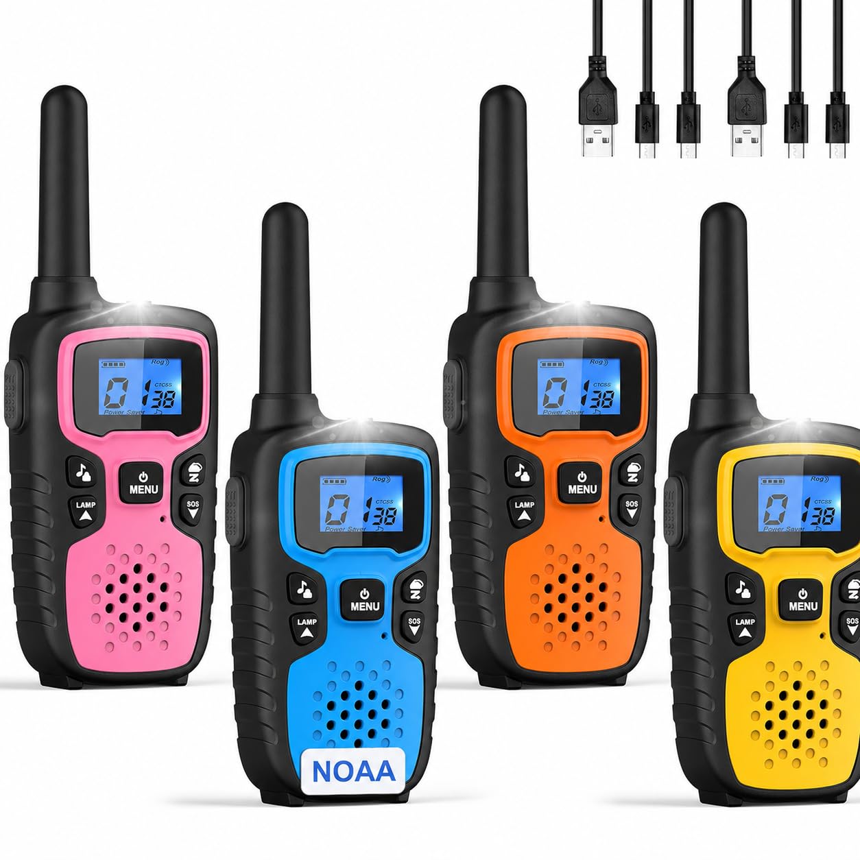 Wishouse Walkie Talkie Niños Recargable USB 3 Unidades, Adultos Transmisores-Receptores PMR 446 MHz Largo Alcance con...