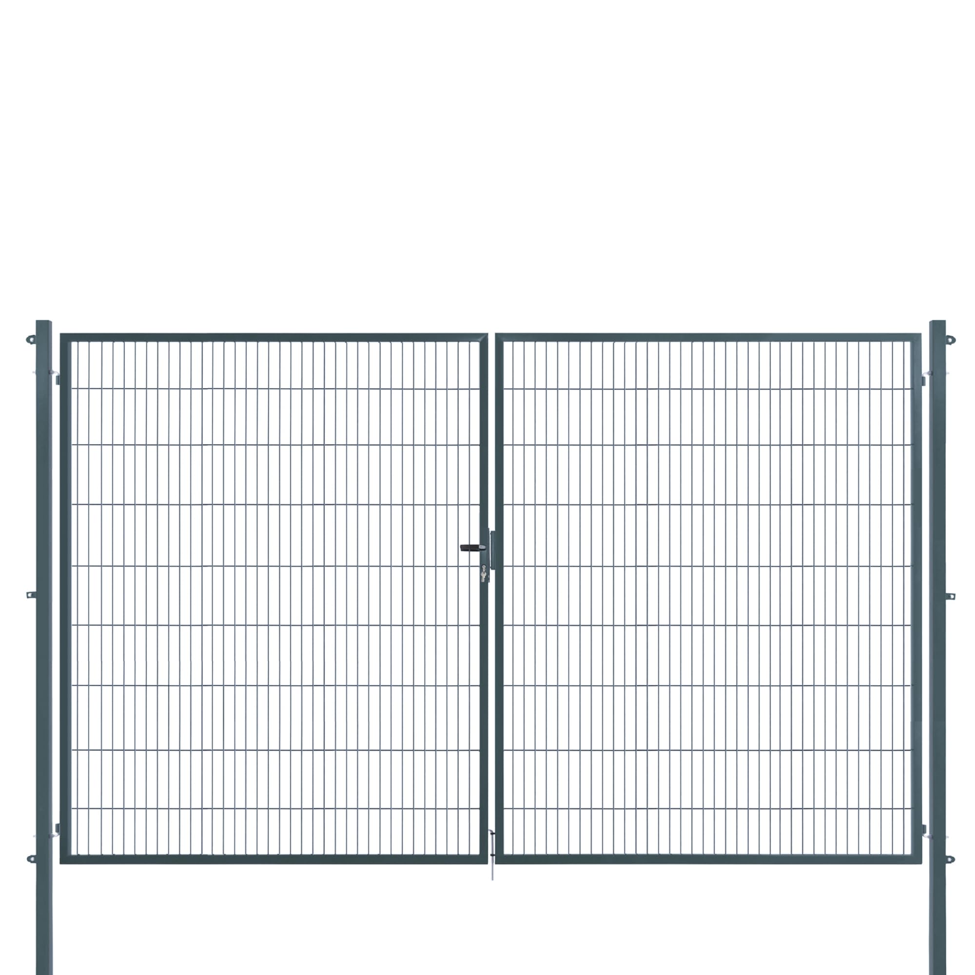 Doppeltor | extra breit, B400 x H180 cm | Anthrazit RAL 7016 | Doppelflügeltor inkl. Torpfosten & Schließzylinder | verzinkt & pulverbeschichtet | UV- und witterungsbeständig