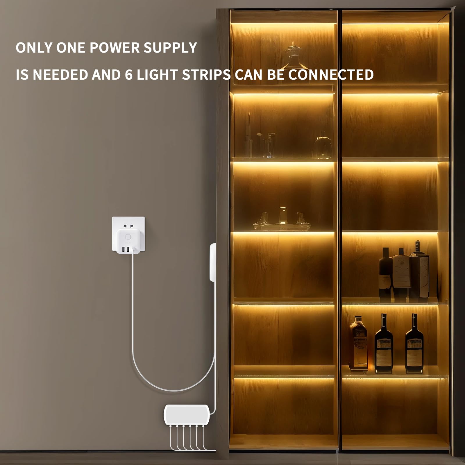 LRGBST 6 Pcs 3M COB LED Streifen Set, 5V USB Warmweiß COB LED Strip With Berühren Und Hand Sweep Dimmer Schalten Für Schrank Vitrine Beleuchtung