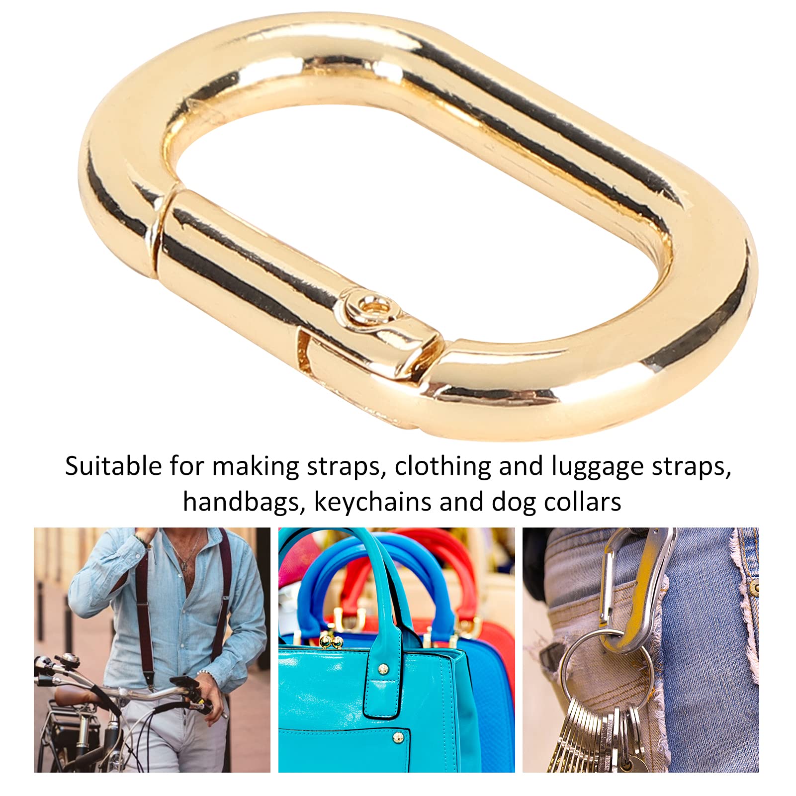 20 Pezzi Fibbie A Moschettone Ovali - Chiusura A Molla, 23mm, Oro, Per Portachiavi, Borse E Abbigliamento - Foto 4