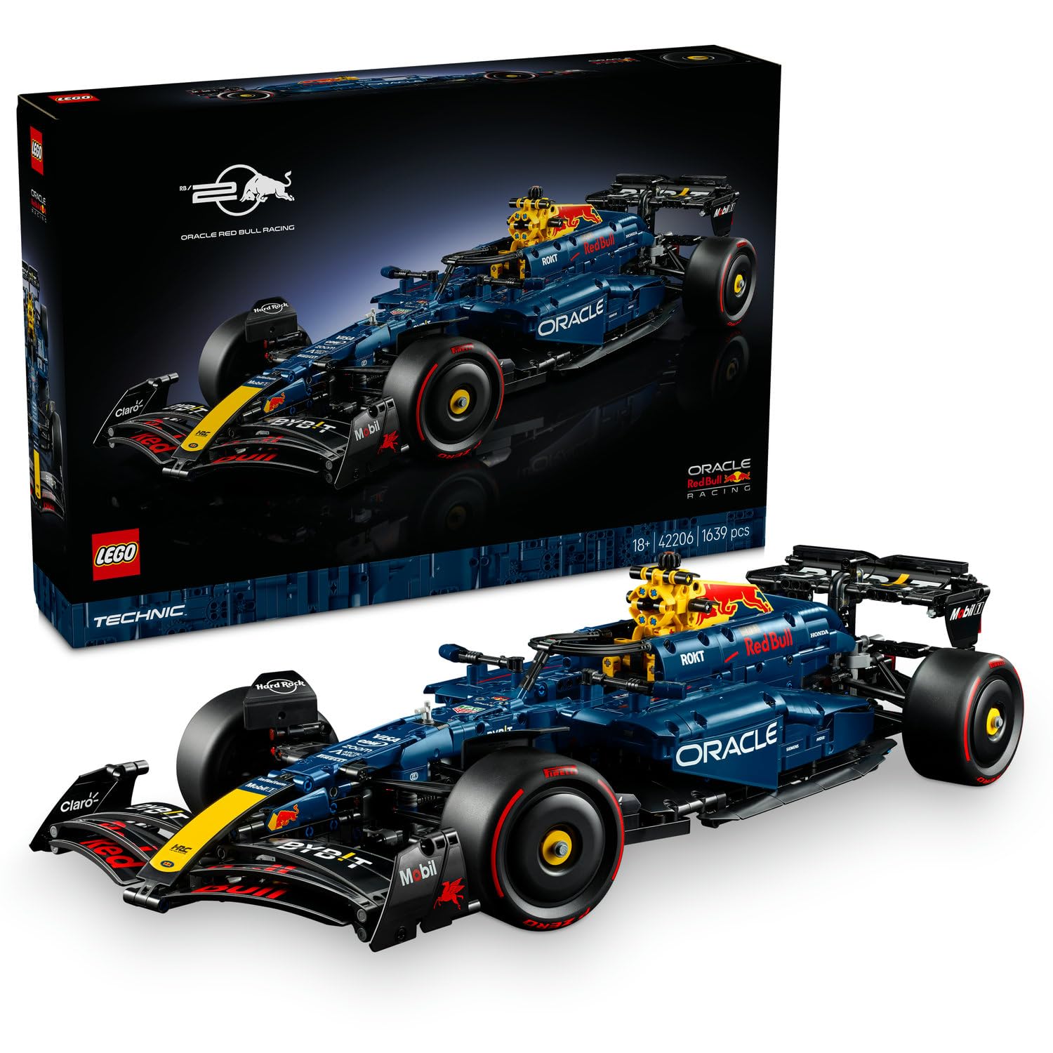LEGO Technic Oracle Red Bull Racing RB20 F1 Araba 42206 - Yetişkinler için 1:8 Ölçekli V6 Motor, Vites Kutusu ve DRS İçeren Koleksiyonluk Yarış Arabası Modeli Yapım Seti, Hediye Fikri (1639 Parça)
