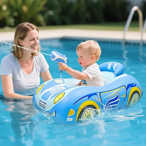 Pistola de agua automática con flotador de piscina para niños pequeños, flotador inflable para piscina de bebé, juguetes de piscina para niñas de 3