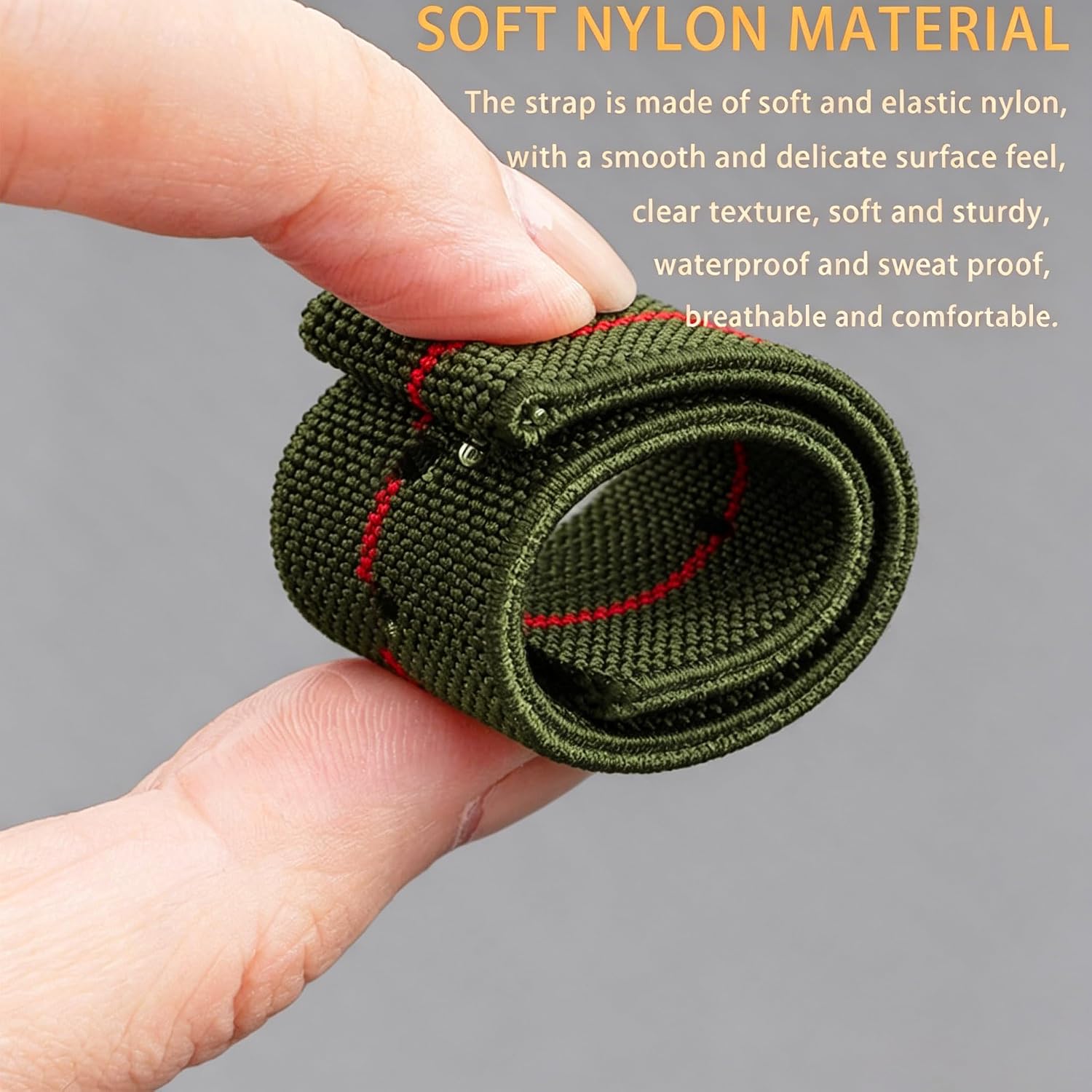 Nylon Watch Band 20mm 22mm 24mm Quick Release Canvas Nylon Military Elastic Watch Strap Smartwatch Band Replacement Band Strap for Men Women