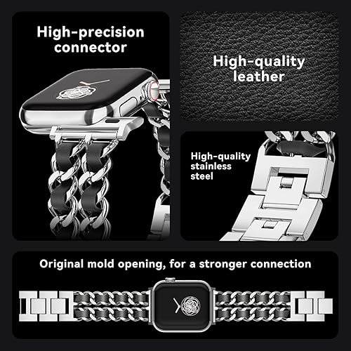 Miniatura 3 de Compatible with Apple Watch SE Series 8 Series 7 6 5 4 3 2 1 Strap 45mm 44mm 42mm 41mm 40mm 38mm Ultra 49mm Women's Metal Linked Watch Band Steel