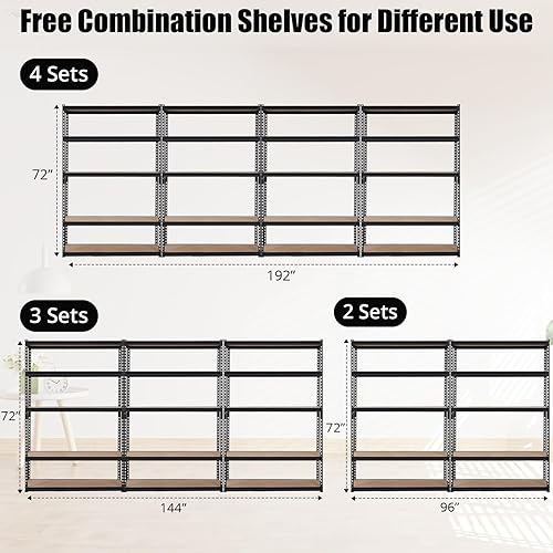 Miniatura 6 de GarveeHome Estantes de almacenamiento resistentes, 5 niveles de 48 x 24 x 72 pulgadas, estantería de almacenamiento ajustable para garaje, estante