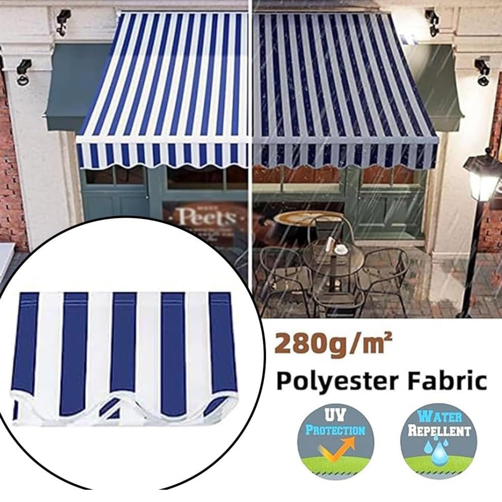 Żółta zapasowa tkanina markizy do 3/4/6/7 m, ręcznie wysuwana markiza na patio, marszczona tkanina 3,5 x 2 m, odporna na promieniowanie UV