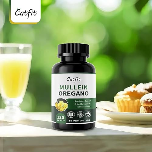 Miniatura 9 de Mullein Cápsulas de aceite de orégano para pulmones desintoxicante 7 en 1 puro extracto de hoja de gordolobo, saúco, cúrcuma, menta para apoyo