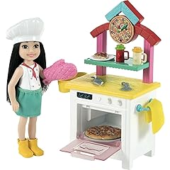 Barbie Chelsea Can Be Doll & Playset, Brunette Pizza Chef Small Doll with Pizza Oven, Food Pieces, Chef's Hat & More Themed Accessories