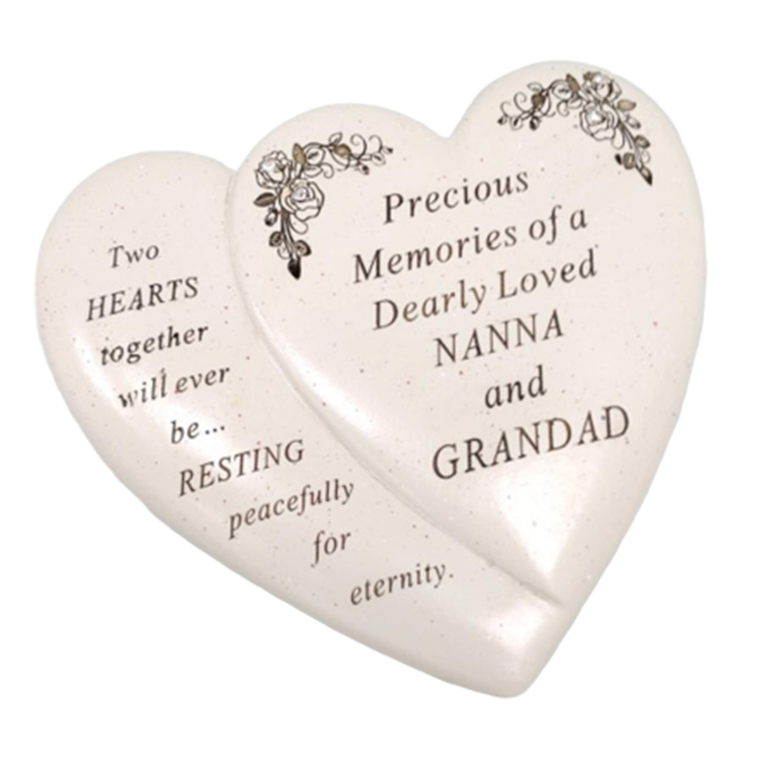 Fleur commémorative double cœur grand-mère et grand-père ornement de souvenir avec poème