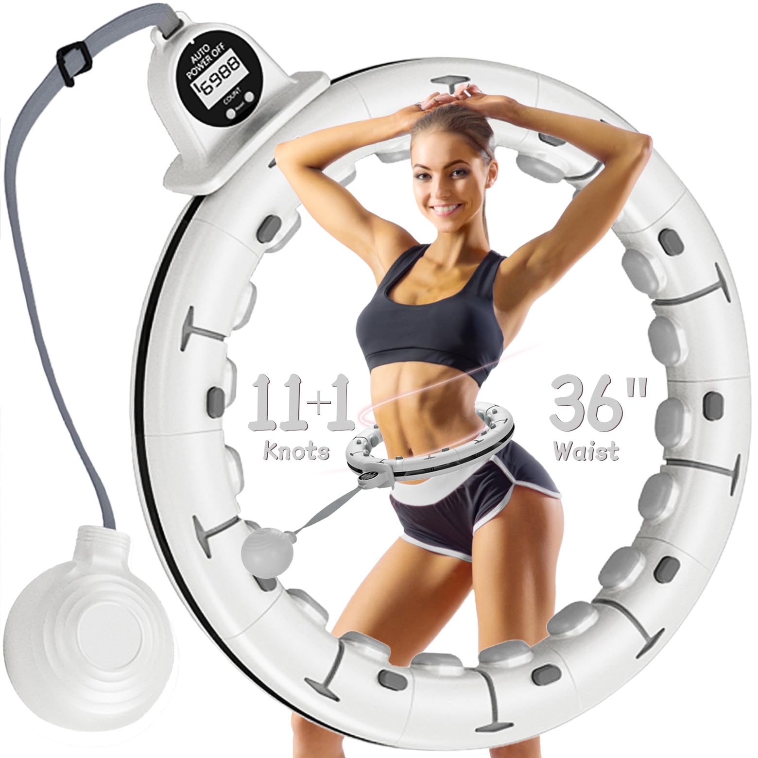 Leann L!fe-U1 30 Knots Waist 19"-61", Magnetic Lock Smart Weighted Hula Hoop for Kids & Adults Weight Loss, Infinity Hoop Plus Size, Children Adult Home Outdoors, Fitness Exercise, Abdominal Toner