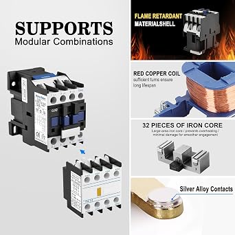 Heschen AC Contactor CJX2-1810 3 Pole 1NO Coil 220V 18A 380V DIN Rail